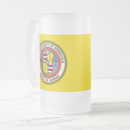 Flag der Stadt Honolulu, Hawaii Mattierte Glasbäum Mattglas Bierglas (Vorderseite Links)