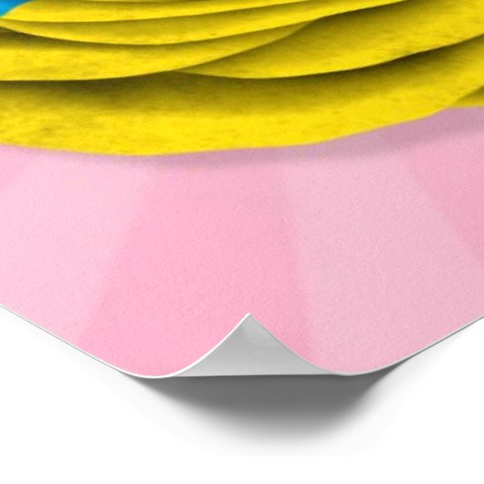 Flag der ukrainischen Rose auf Rosa Poster (Ecke)