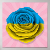 Flag der ukrainischen Rose auf Rosa Poster (Vorne)
