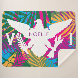 Flag der US-Jungfrau-Inseln, farbenfrohe tropische Sherpadecke