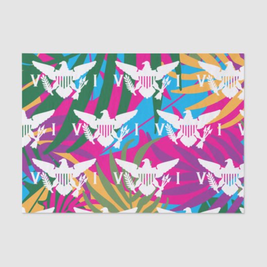 Flag der US-Jungfrau, Tropisch Abstrakt Seidenpapier (Vorderseite)