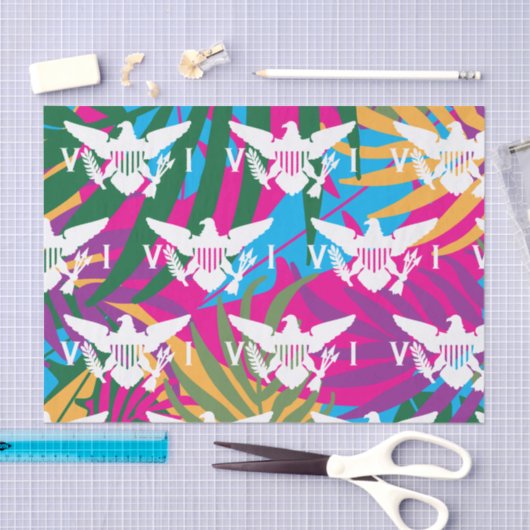 Flag der US-Jungfrau, Tropisch Abstrakt Seidenpapier (Handwerk)