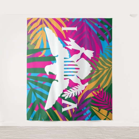 Flag der US-Jungfrau, Tropische Blätter Abstrakt Wandteppich (Vorderseite)