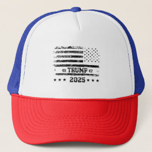 Flag der Vereinigten Staaten.Präsident Donald Trum Truckerkappe