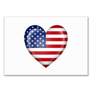 Flag des amerikanischen Herzens auf Weiß Tischnummer