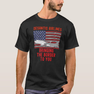 Flag DeSantis Airlines Marthas Vineyard Meme USA T-Shirt