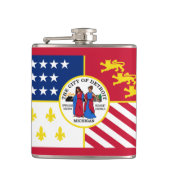 Flag Detroit, Michigan Hip Flask Flachmann (Vorderseite)