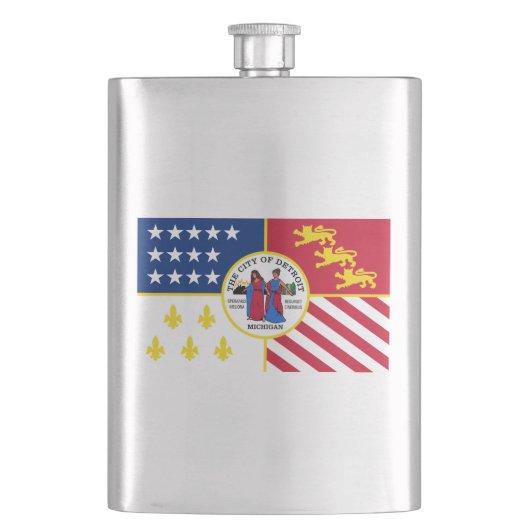 Flag Detroit, Michigan Hip Flask Flachmann (Vorderseite)