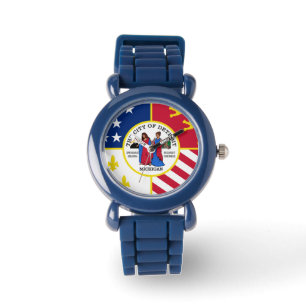 Flag Detroit, Michigan Watch Armbanduhr