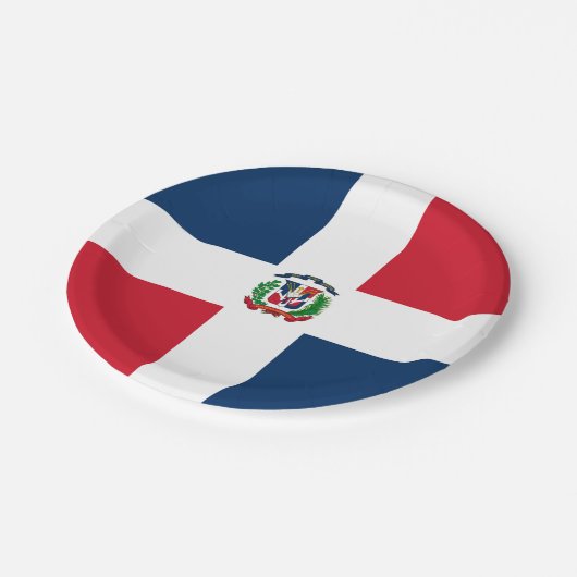 Flag: Dominikanische Republik Pappteller (Schrägansicht)
