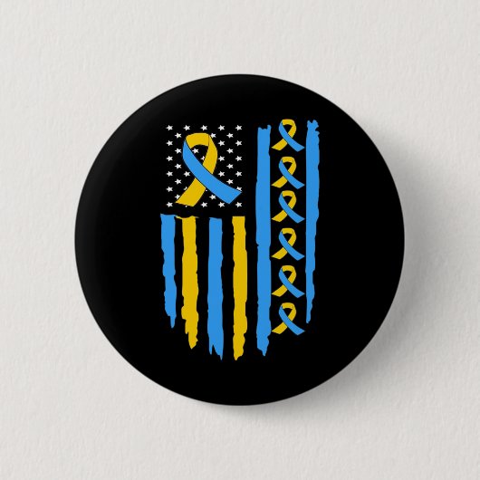 Flag Down Syndrome Awareness Vater Mama Button (Vorderseite)