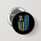 Flag Down Syndrome Awareness Vater Mama Button (Vorne & Hinten)