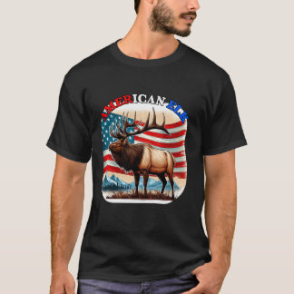 Flag Elch Jagd USA Hunter T-Shirt