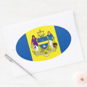 Flag/Emblem Philadelphia, PA Ovaler Aufkleber (Umschlag)