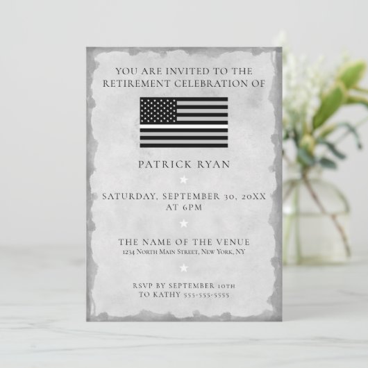 Flag EMS EMT Retirement Party mit dünner weißer Li Einladung (Stehend Vorderseite)