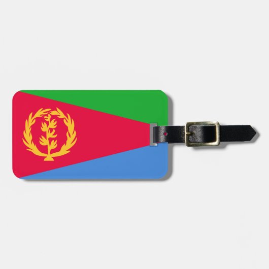 Flag Eritrea Gepäckmarke mit Ledergurt Gepäckanhänger (Vorderseite horizontal)