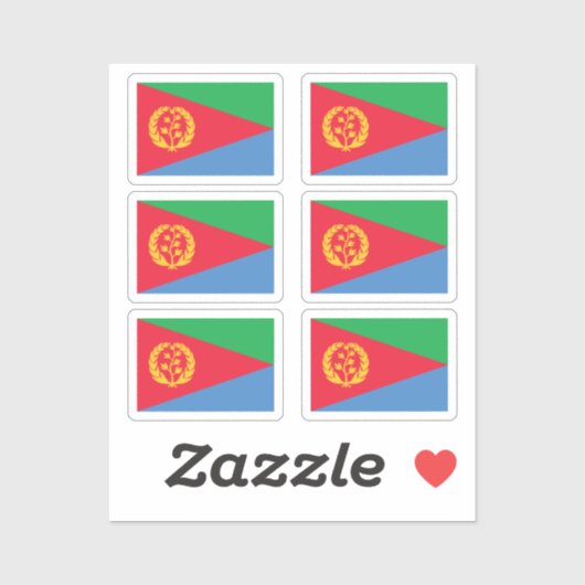 Flag Eritrea Sammelpackung mit 6 Aufkleber (Blatt)