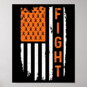 Flag Fight Leukemia Cancer Awareness Poster