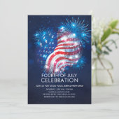 Flag & Fireworks Patriot Party Einladung (Stehend Vorderseite)
