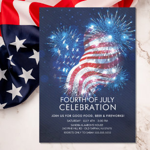 Flag & Fireworks Patriot Party Einladung