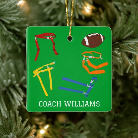 Flag Football Coach Player Personalisiert Keramikornament (Baum)