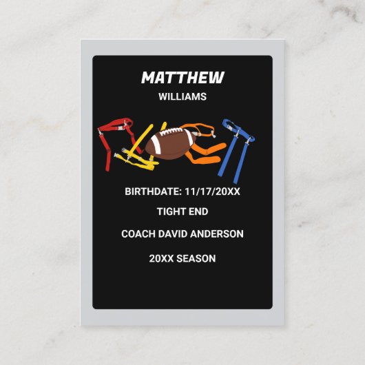 Flag Football Custom Foto Trading Cards Visitenkarte (Rückseite)