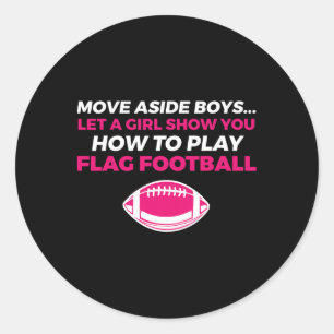Flag Football Girl 1 Runder Aufkleber