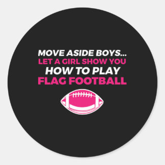 Flag Football Girl 1 Runder Aufkleber