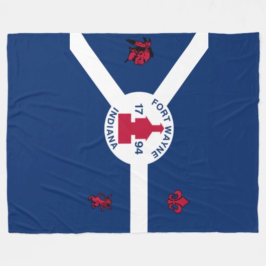 Flag Fort Wayne, Indiana Fleece Blanket (Vorderseite (Horizontal))