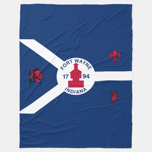 Flag Fort Wayne, Indiana Fleece Blanket (Vorderseite)
