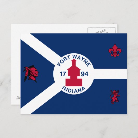 Flag Fort Wayne, Indiana Postcard Postkarte (Vorne/Hinten)