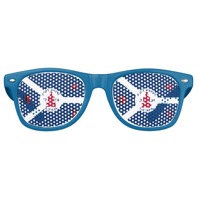 Flag Fort Wayne, Indiana Retro Sunglasses Partybrille (Vorderseite)