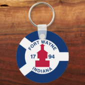 Flag Fort Wayne, Indiana Schlüsselanhänger (Vorderseite)