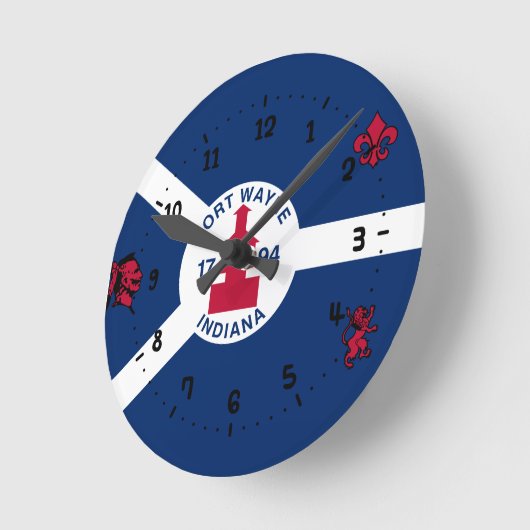 Flag Fort Wayne, Indiana Square Wall Clock Runde Wanduhr (Winkel)