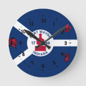 Flag Fort Wayne, Indiana Square Wall Clock Runde Wanduhr (Vorderseite)