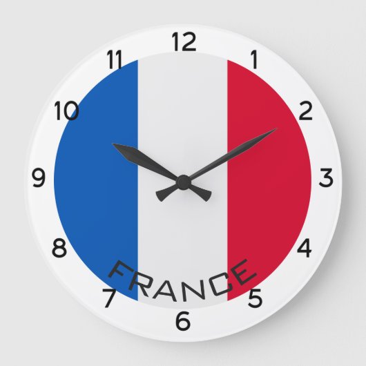 Flag France Große Wanduhr (Vorderseite)