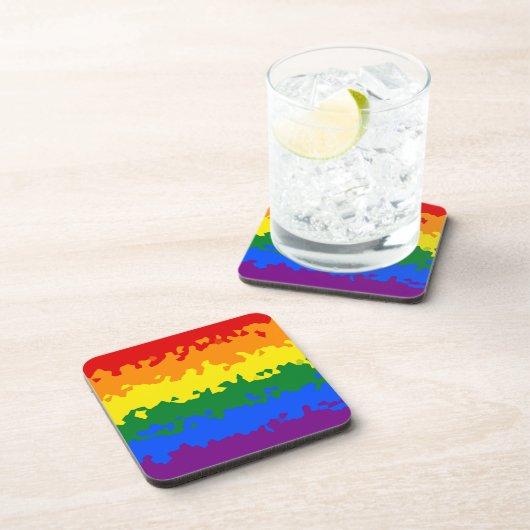 Flag Funky Boho Abstrakt Gay Rainbow Mosaic Pride Getränkeuntersetzer (Rechte Seite)