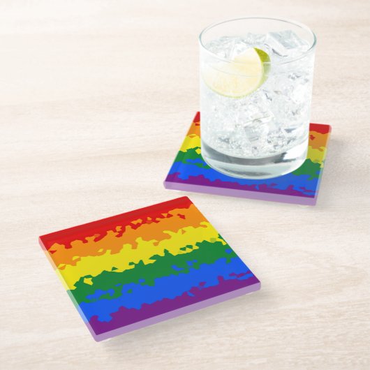 Flag Funky Boho Abstrakt Gay Rainbow Mosaic Pride Glasuntersetzer (Schrägansicht)