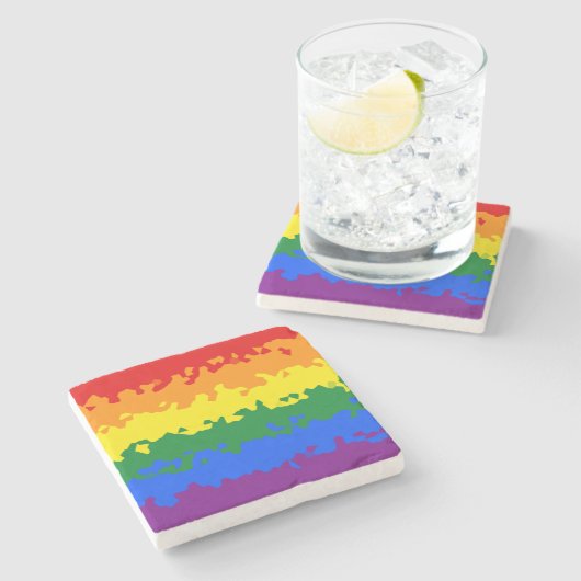 Flag Funky Boho Abstrakt Gay Rainbow Mosaic Pride Steinuntersetzer (Seitenansicht)