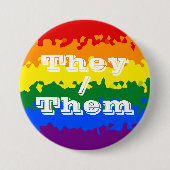 Flag Funky Boho Pronoun Gay Pride individuell anpa Button (Vorderseite)