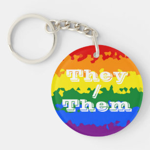 Flag Funky Boho Pronoun Gay Pride individuell anpa Schlüsselanhänger