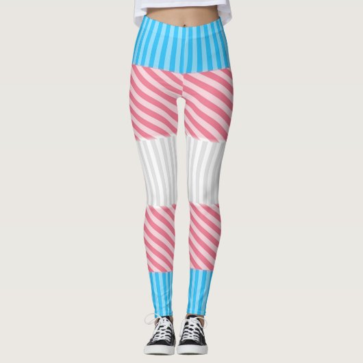 Flag "Funky Boho Stripe Abstrakt Transgender Pride Leggings (Vorderseite)