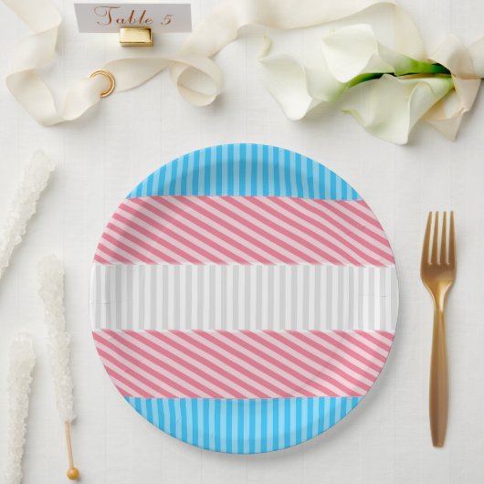 Flag "Funky Boho Stripe Abstrakt Transgender Pride Pappteller (Hochzeit)