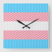 Flag "Funky Boho Stripe Abstrakt Transgender Pride Quadratische Wanduhr (Vorderseite)