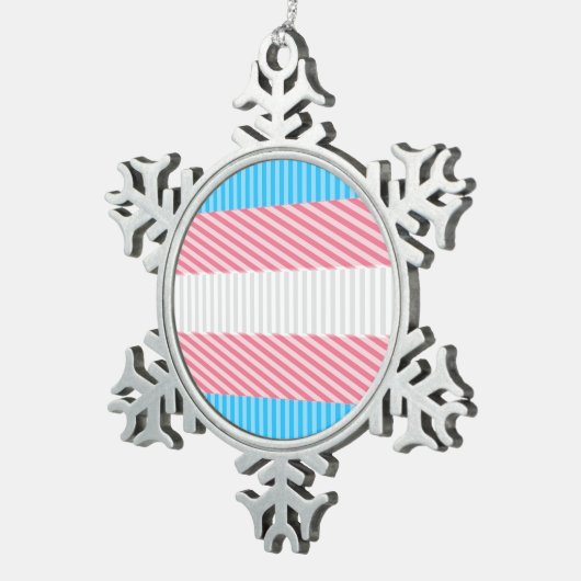 Flag "Funky Boho Stripe Abstrakt Transgender Pride Schneeflocken Zinn-Ornament (Rechts)