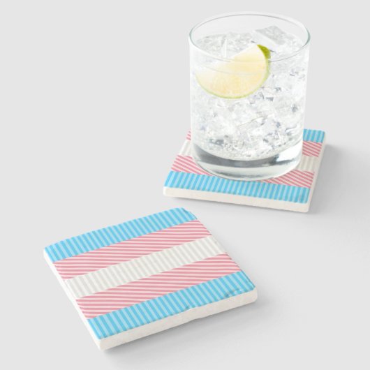Flag "Funky Boho Stripe Abstrakt Transgender Pride Steinuntersetzer (Seitenansicht)