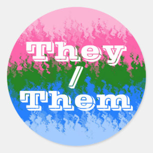 Flag Funky Customizable Pronoun Omniromantic Prila Runder Aufkleber
