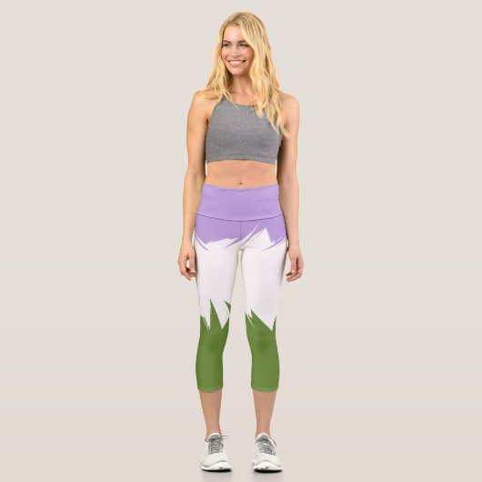 Flag Funky Spiky ZigZag Abstrakt Genderqueer Pride Capri Leggings (Vorderseite)