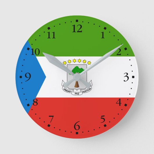 Flag für äquatoriale Guinea Runde Wanduhr (Vorderseite)