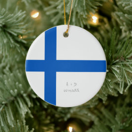 Flag für benutzerdefinierte Meldung Finnland Keramik Ornament